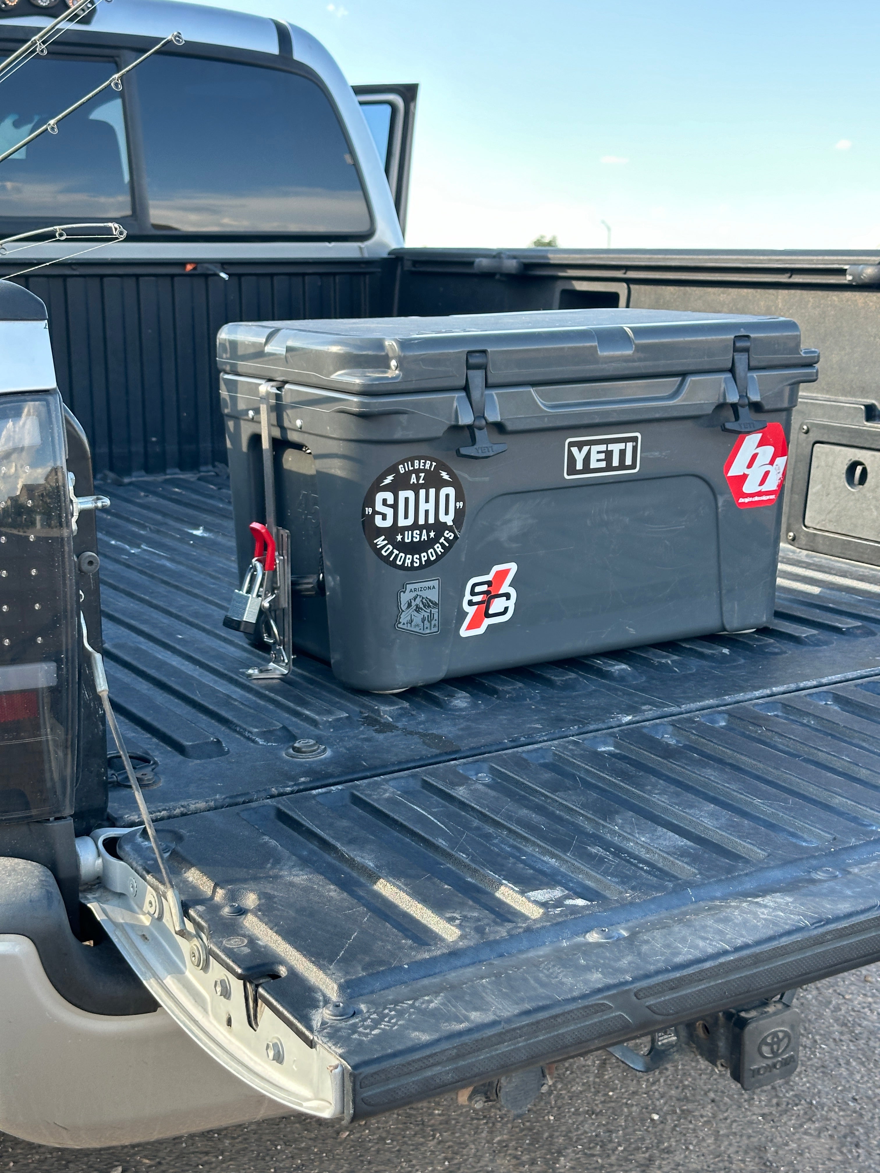 Truck bed fashion cooler holder